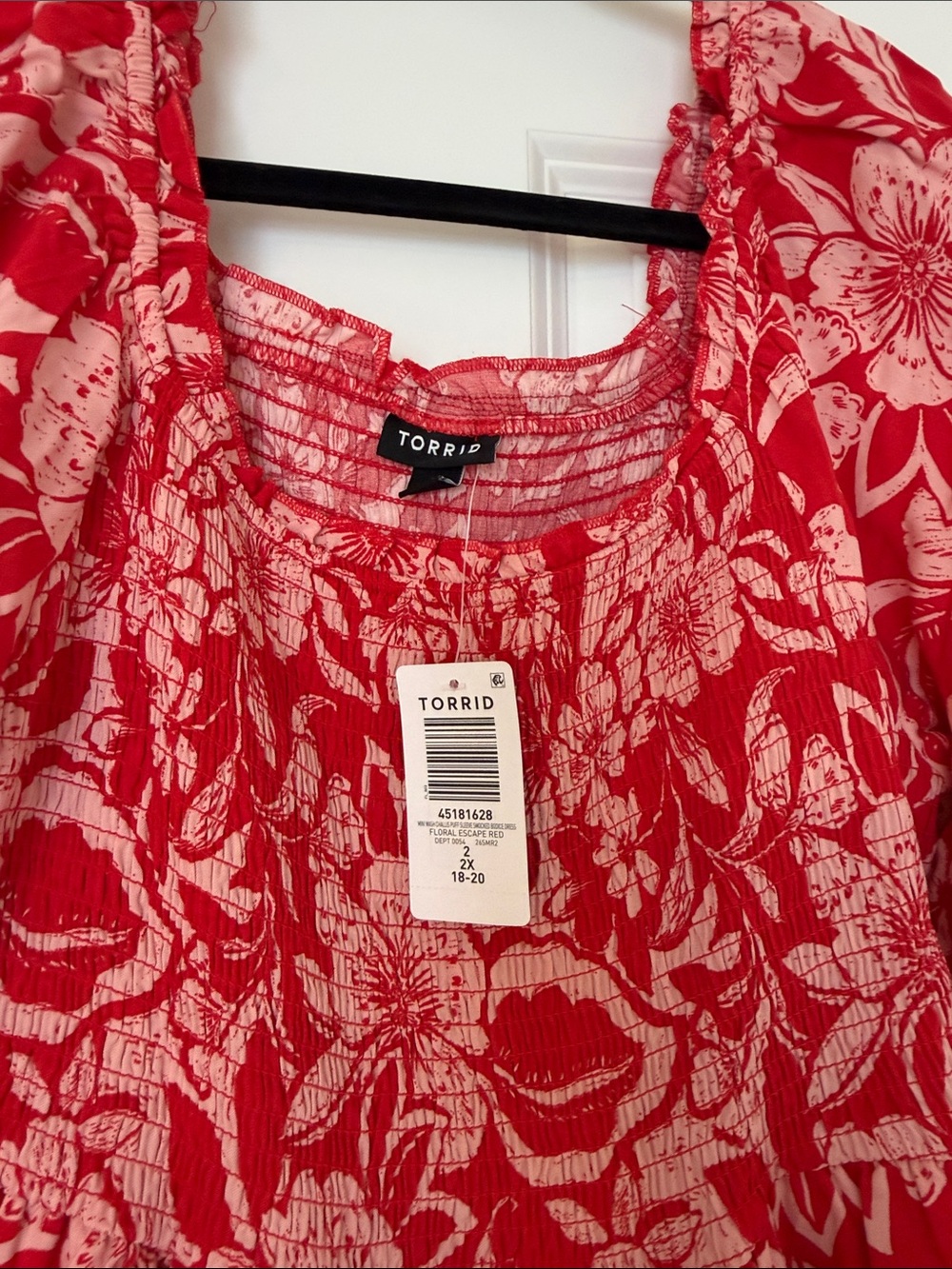 NWT torrid Red and White Floral Smocked Dress - Picture 2 of 5